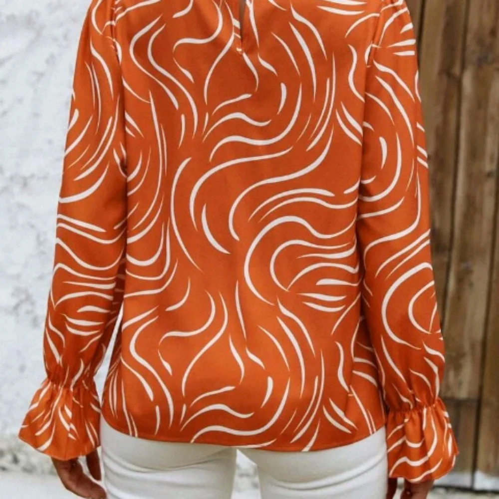 NEW Lantern Sleeve Contemporary Blouse - Dk. Orange - Picture 2 of 2